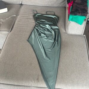 Windsor Metallic Green Asymmetrical Dress